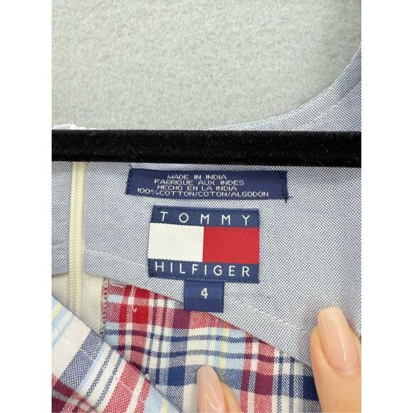 Vintage Y2K Tommy Hilfiger Womens Red Blue Plaid Sheath Mini Dress Size 4 - Picture 5 of 10